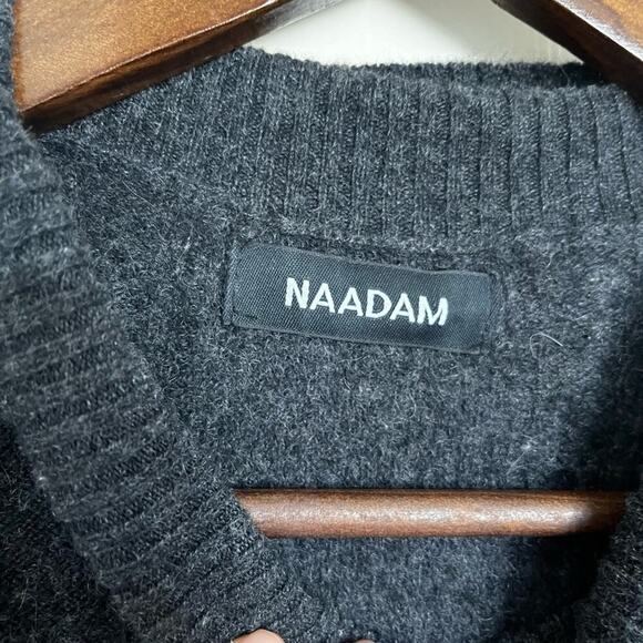 Naadam Cashmere Sweater Cable Knit Rollneck Gray Large - Picture 3 of 7